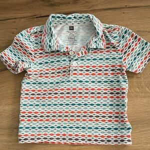 Tea Collection Red and Blue Patterned Kids Polo